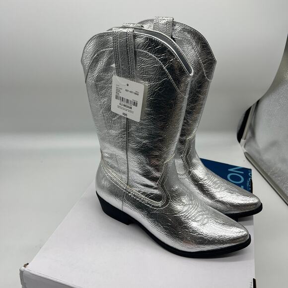 Arizona Jean Co Womens Western Heel Booties Maybrook Silver Boots Size 6.5M - Picture 3 of 12